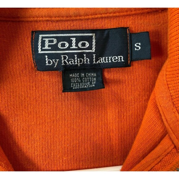 Polo Ralph Lauren 1/4 Zip Estate Rib Knit Orange Pullover SmallBrown/Fleshy Pony - Picture 3 of 8
